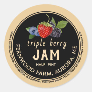 Adesivo Vinheta redonda tripla Berry Jam Classic