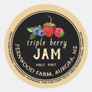 Adesivo Vinheta redonda tripla Berry Jam Classic