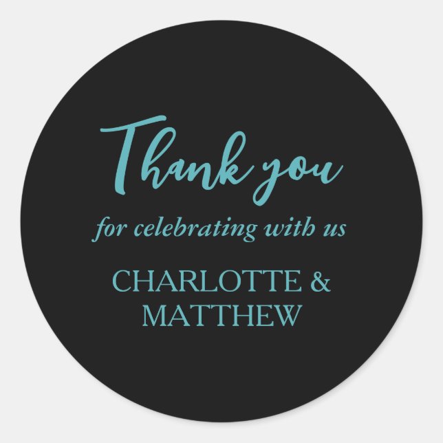 Adesivo Vinheta redonda turquesa e castigo preto (Frente)