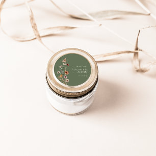 Adesivo Vinheta redonda verde Floral clássica