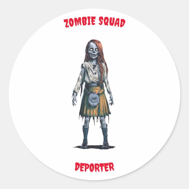 Adesivo Vinheta Redonda Zombie Squad Deporter (Frente)