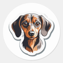 Adesivo Vinheta-retrato de Dachshund Estilizada: Cão Color