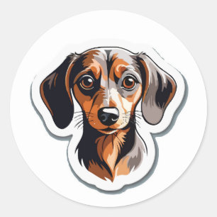 Adesivo Vinheta-retrato de Dachshund Estilizada: Cão Color