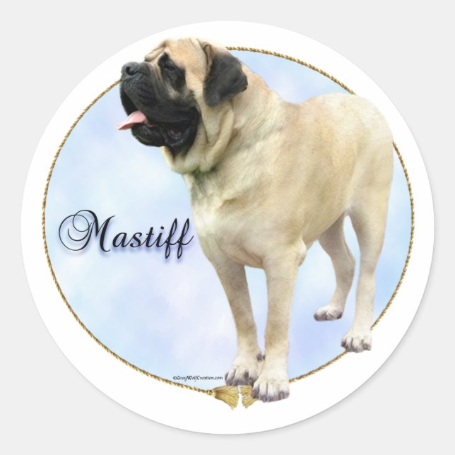 Adesivo Vinheta Retrato Mastiff (Frente)