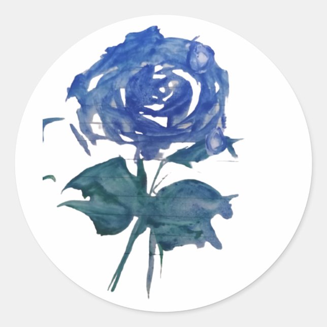 Adesivo Vinheta Rosa azul de aquarela (Frente)