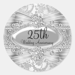 Adesivo Vinheta Rosa de prata e 25 de joias