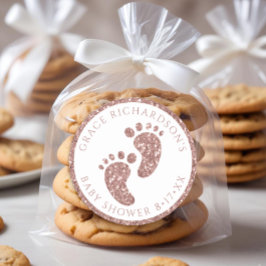 Adesivo Vinheta rosa Dourada do Chá de fraldas Glitter