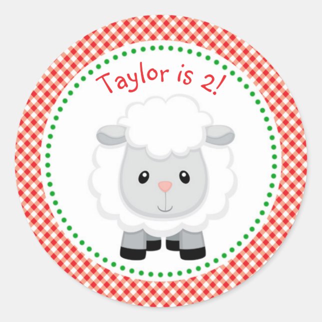 Adesivo Vinheta/Rótulo (Animais de Criação em Vermelho) (Frente)