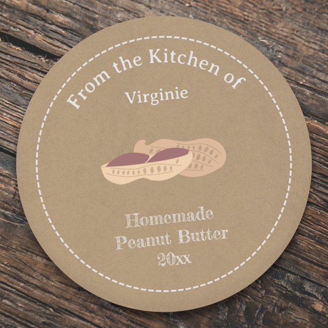 Adesivo Vinheta Rótulo da Manteiga de Amendoim Rustic (Rustic Peanut Butter Label Sticker)