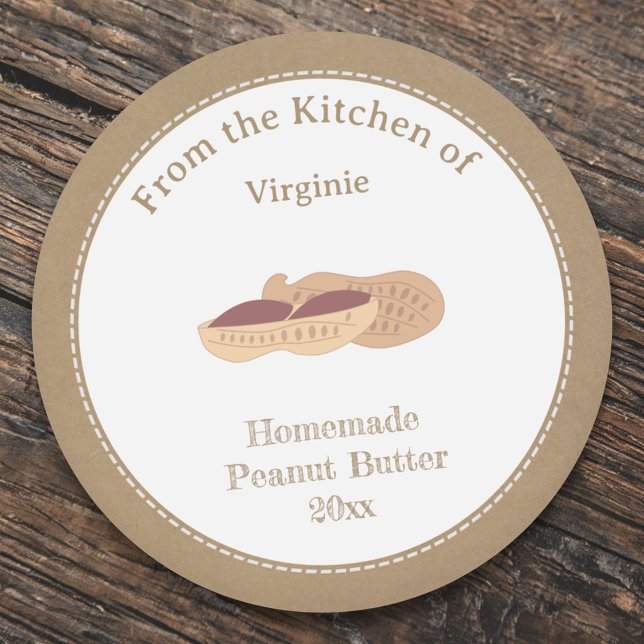 Adesivo Vinheta Rótulo da Manteiga de Amendoim Rústica Kra (Kraft Rustic Peanut Butter Label Sticker)
