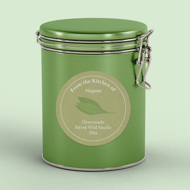 Adesivo Vinheta Rótulo de Alho Selvagem Russo (Rustic Wild Garlic Label Sticker)