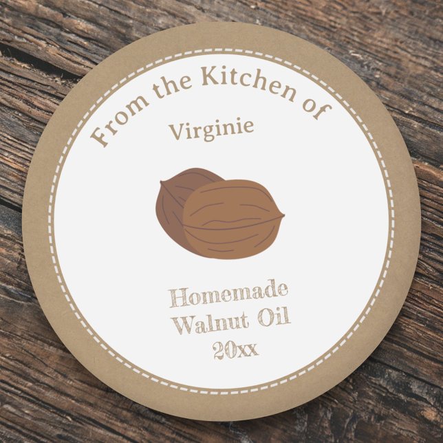 Adesivo Vinheta Rótulo de Óleo de Noz Russo (Rustic Walnut Oil Label Sticker)