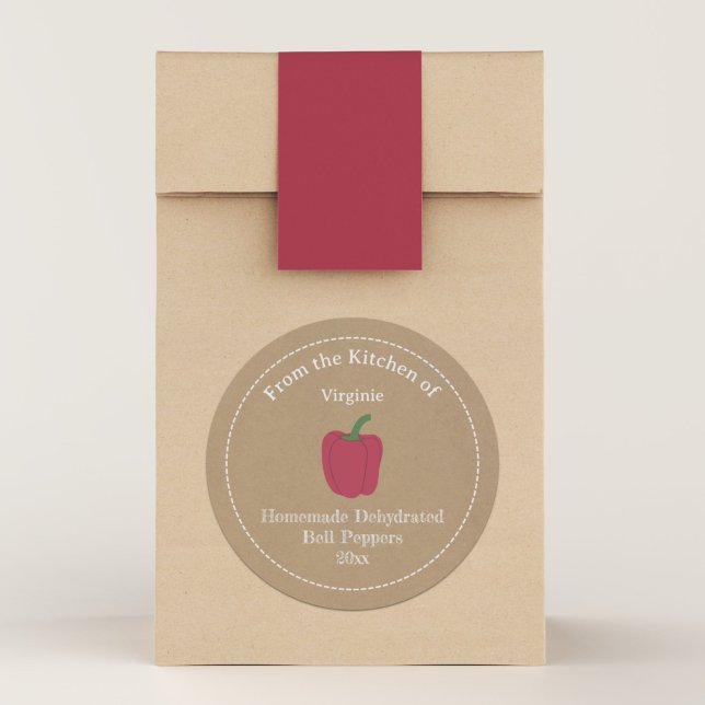 Adesivo Vinheta Rótulo de Pimenta Rústica Desidratada da K (Kraft Rustic Dehydrated Bell Peppers Label Sticker)
