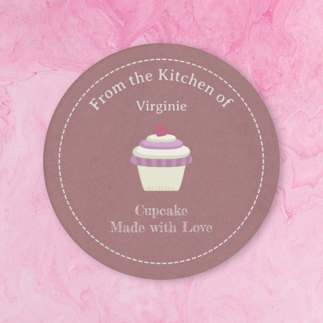 Adesivo Vinheta Rótulo do Cupcake Kraft & Russo (Kraft & Rustic Cupcake Label Sticker)