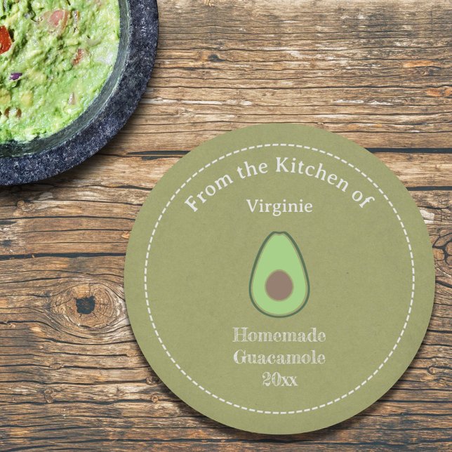 Adesivo Vinheta Rótulo Russo Avocado e Guacamole (Rustic Avocado & Guacamole Label Sticker)