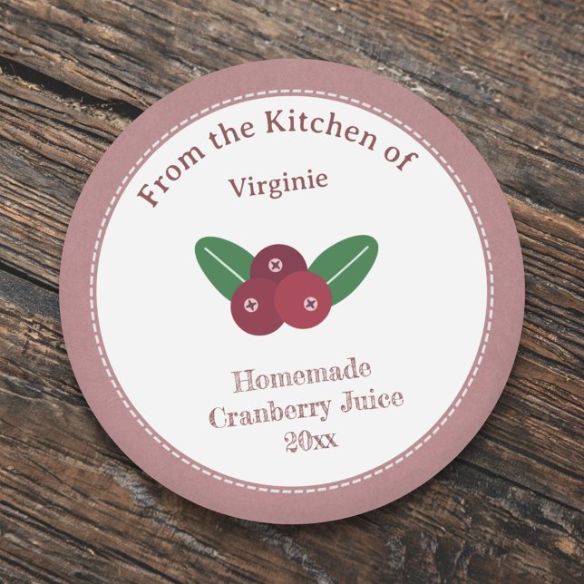 Adesivo Vinheta Rótulo Russo de Sumo de Morango (Rustic Cranberry Juice Label Sticker)