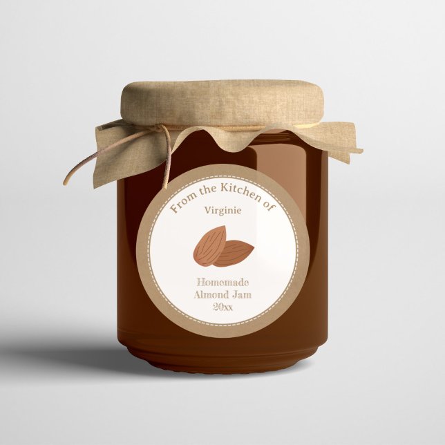 Adesivo Vinheta Rótulo Rustic Almond Jam Kraft (Rustic Almond Jam Kraft Label Sticker)