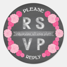 Adesivo Vinheta RSVP de Rosas Rosa de Quadro Chalkboard