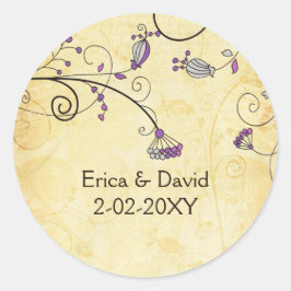 Adesivo vinheta russa vinheta púrpura de envelope floral