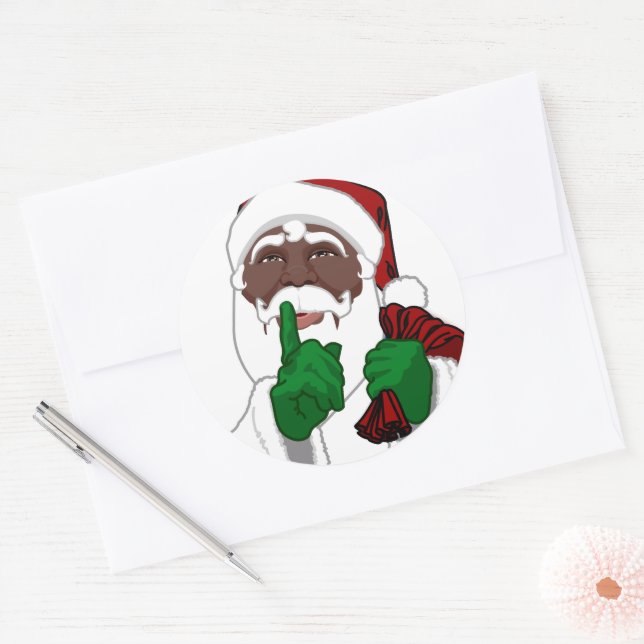 Adesivo Vinheta Santa Clause de Natal de Papais noeis Pret (Envelope)