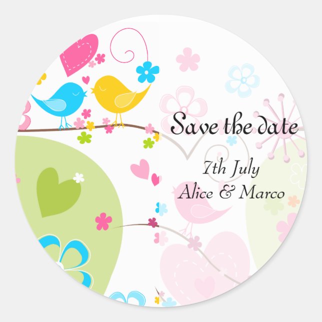 Adesivo Vinheta "Save the Date" do Jardim Whimsical (Frente)