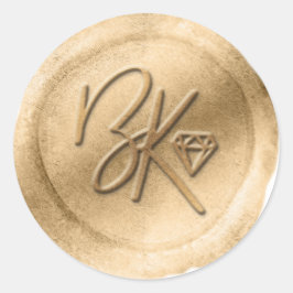 Adesivo Vinheta-sela de cera de cera azul, personalizada e