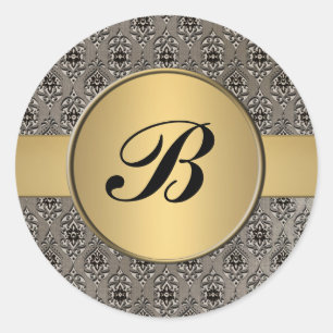 Adesivo Vinheta selada de invólucro monograma dourado