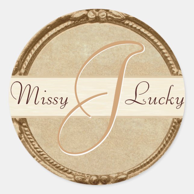 Adesivo Vinheta/Selo do Monograma do ouro (Frente)