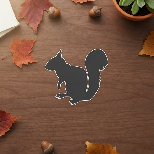 Adesivo Vinheta Silhouter Preto (Black Squirrel Silhouette Sticker)