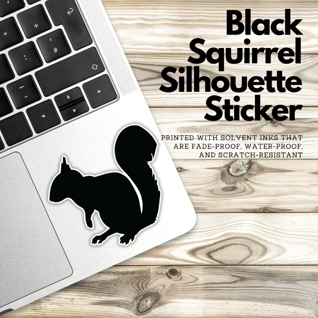 Adesivo Vinheta Silhouter Preto ( black squirrel sticker, squirrel silhouette, nature sticker, animal sticker, vinyl sticker, weather)