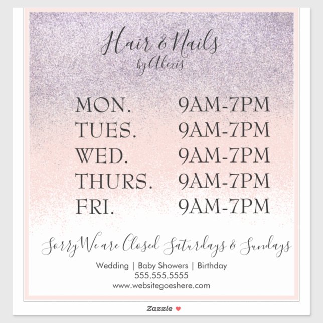 Adesivo Vinheta-sinal comercial de salão roxo brilhante (Folha)