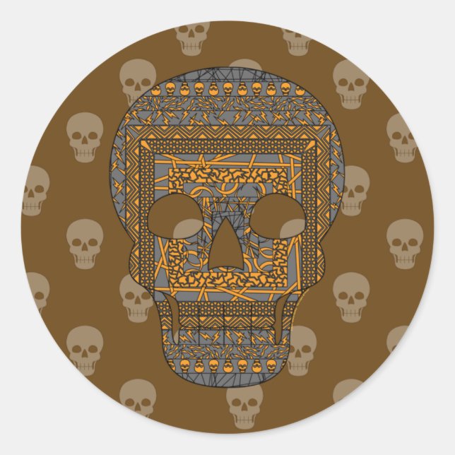 Adesivo Vinheta Skull do Halloween (Frente)