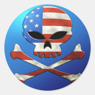 Adesivo Vinheta Skull USA