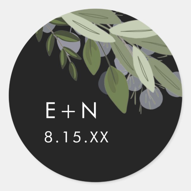 Adesivo Vinheta Sprigs de Casamento à Meia-Noite (Frente)