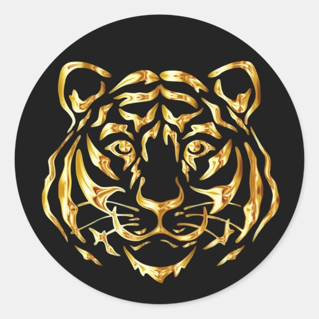 Adesivo Vinheta Tiger Face ouro (Frente)