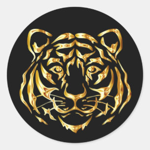 Adesivo Vinheta Tiger Face ouro
