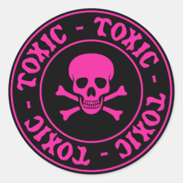 Adesivo Vinheta Tóxica Cor-de-Rosa e Crossbones