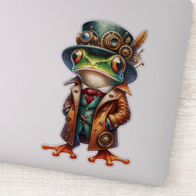 Adesivo Vinheta transparente do Sapo Steampunk (Detalhe)