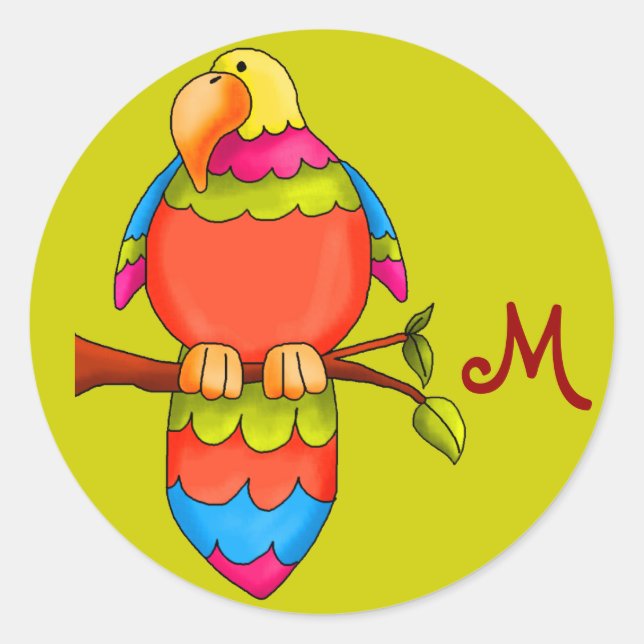 Adesivo Vinheta Tropical de Papagaio-Tropical LGC (Frente)