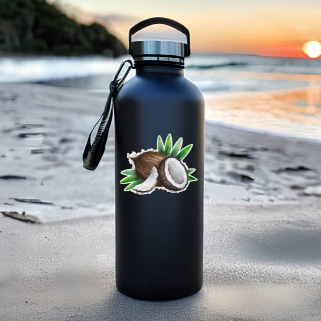 Adesivo Vinheta Tropical Die-Cut | Vinheta de coco (Tropical Coconut Die-Cut Sticker | Coconut Sticker)