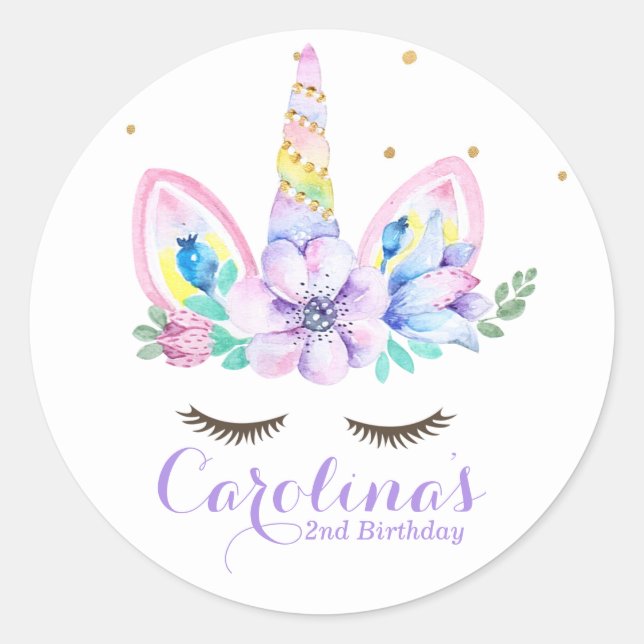 Adesivo Vinheta Unicorn Watercolor (Frente)