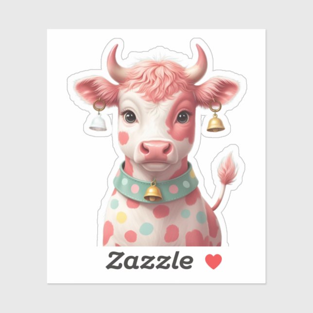 Adesivo Vinheta-Vaca de Morango Cuja Colarinho de Células  (Folha)