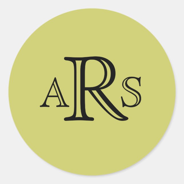 Adesivo Vinheta Verde Inicial de Casamento Monograma (Frente)