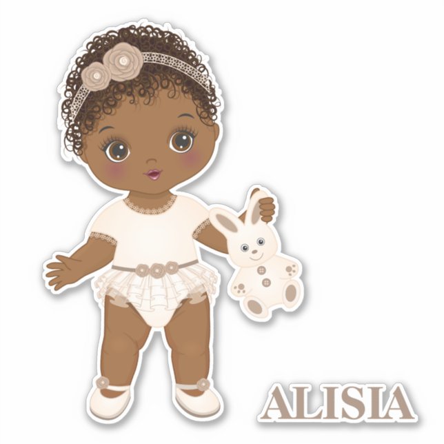 Adesivo Vinheta Vinil Boho Baby Girl Afro-Americana (Frente)