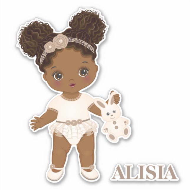 Adesivo Vinheta Vinil Boho Baby Girl Afro-Americana (Frente)