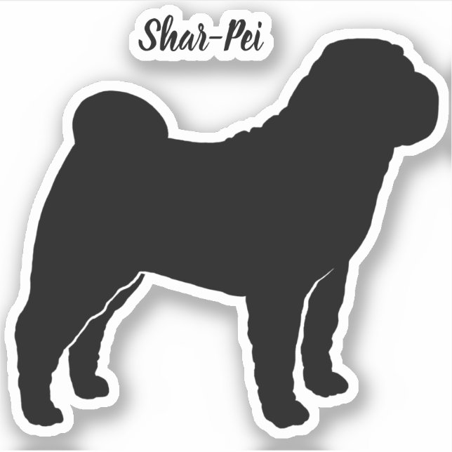 Adesivo Vinheta-vinil de cão-de-silhueta chinês Shar-Pei (Frente)