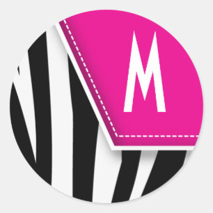 Adesivo Vinheta Zany Zebra Monogramas (fuschia)