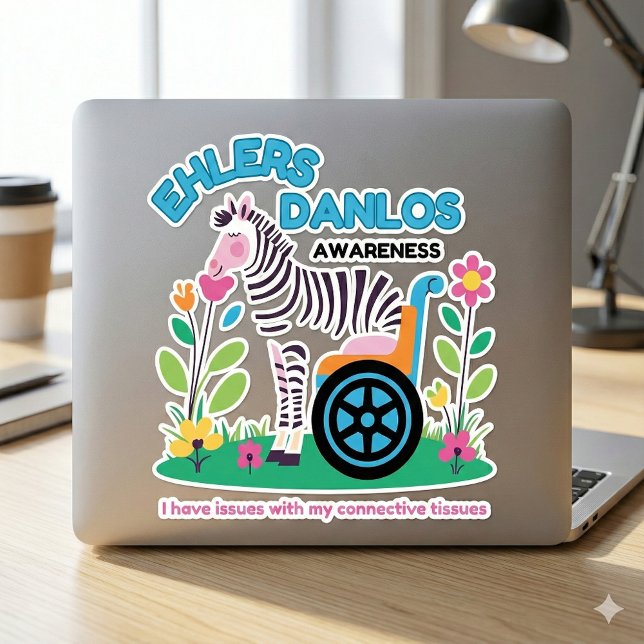 Adesivo Vinheta Zebra de Sensibilização do EDS (Spread EDS awareness with this cute, "I have issues with my connective tissues" vinyl sticker! )