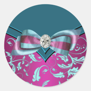 Adesivo Vinhetas Azuis-de-Rosa-Quente da Fuchsia