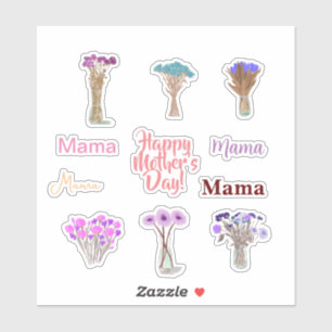 Adesivo Vinhetas bonito para Dia das Mães Florais +Nomes d